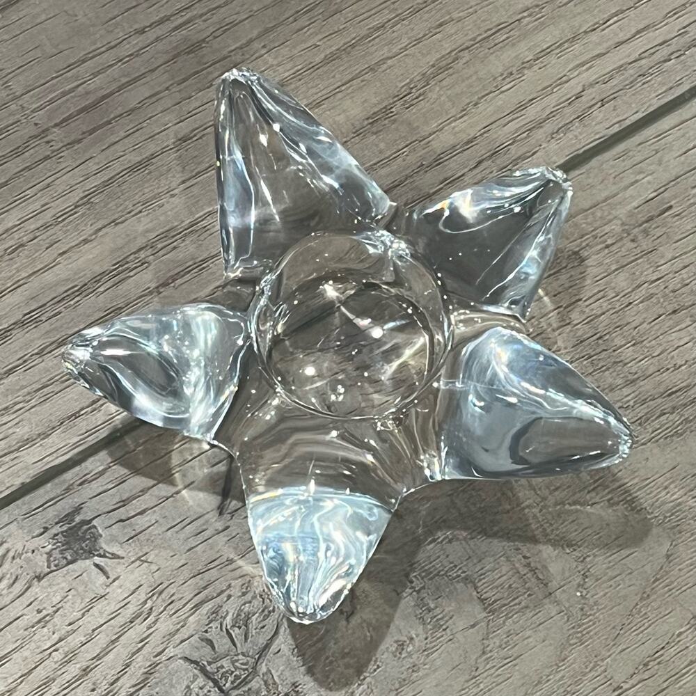 Orrefors Candle Holder Lead Crystal Star Shaped Votive Sweden